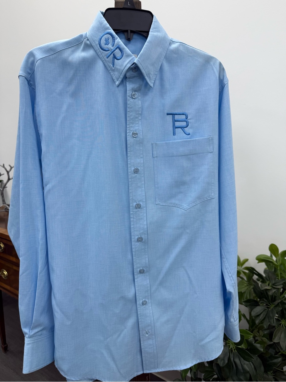 CR Ranchers Light Blue Men's Dress Shirt with Embroidered 'BR’ Detail